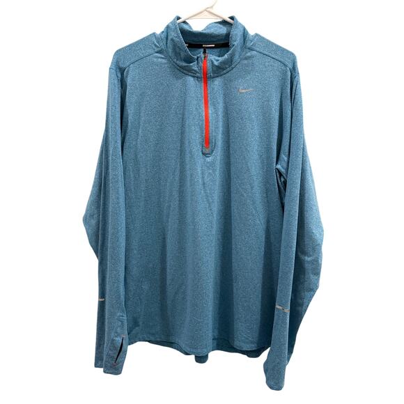 XL Nike Blue Dri-FIT Running Sweater Long Sleeve 1/4 Zip Athletic Top - Picture 1 of 8